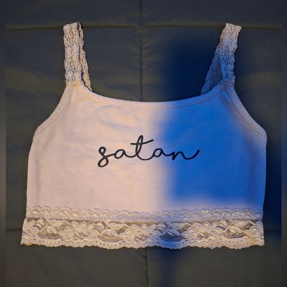 White Lace Trim Crop Top